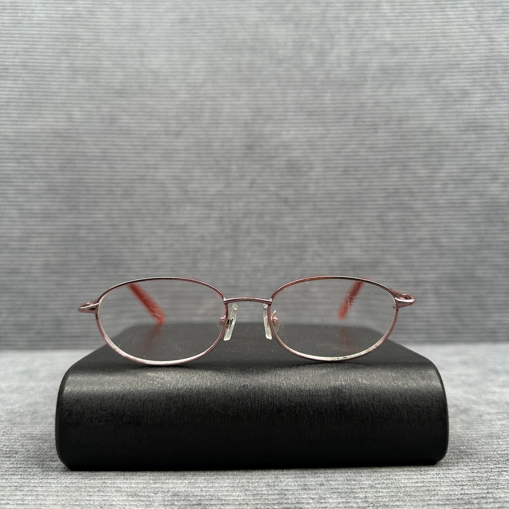 Vintage Oval Eyeglasses Metallic Pink Wire Frame Prescription Lenses 50-20-135